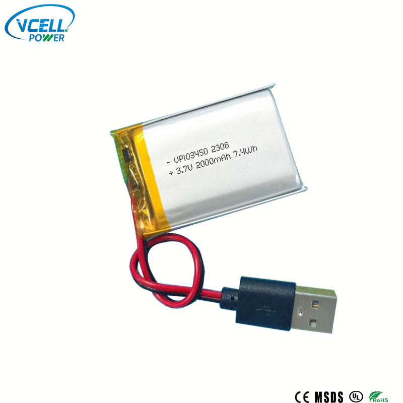 Bateri Polimer Li 3.7V 2000mAh 103450