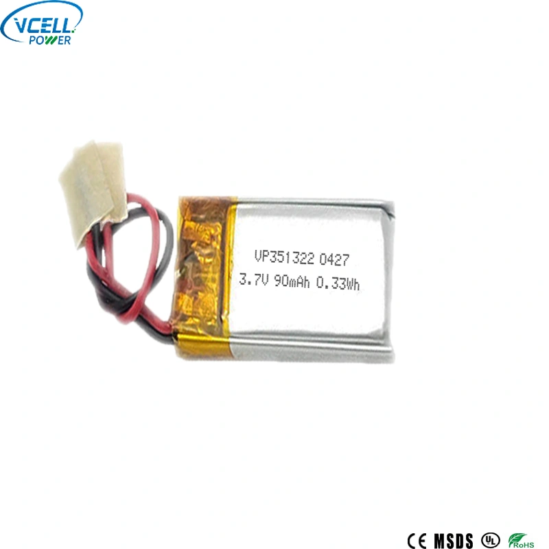 351322 Bateri LiPO Boleh Dicas Semula 3.7V 90mAh